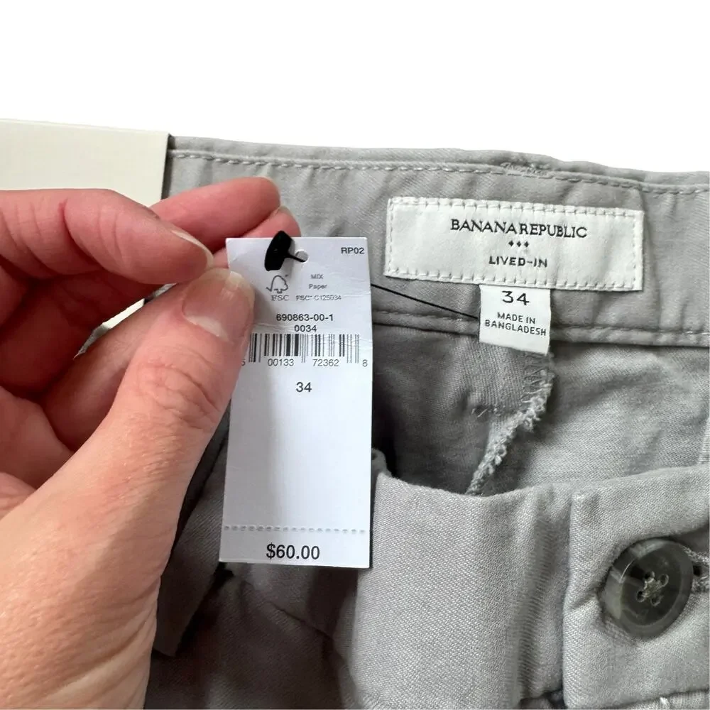 NEW Banana Republic Factory Lived-In 9” Short In the Mist Grey